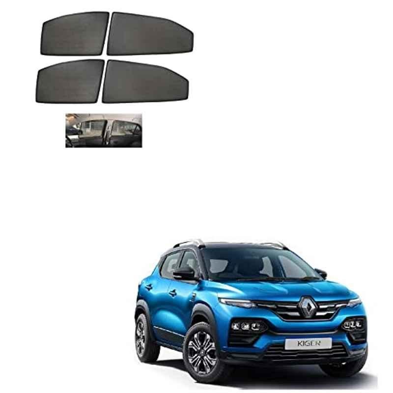 Kozdiko 4 Pcs Mesh Black Non-Magnetic Car Sun Shade Set for Renault Kiger