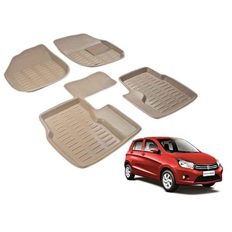 Kozdiko 5 Pcs 3D Beige Car Floor Mat Set for Maruti Suzuki Celerio, koz_33399