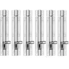 Senkiddpro 180mm Stainless Steel Chrome Finish Push to Close Tower Bolt (Pack of 6)