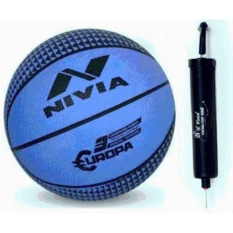 Nivia Europa Standard Basketball with Pump for Kids (Pack of 2), Size: 3
