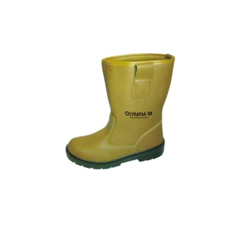Olympia VWB P-129 SBP Genuine Leather Steel Toe Light Brown Rigger Gumboot, Size: 41