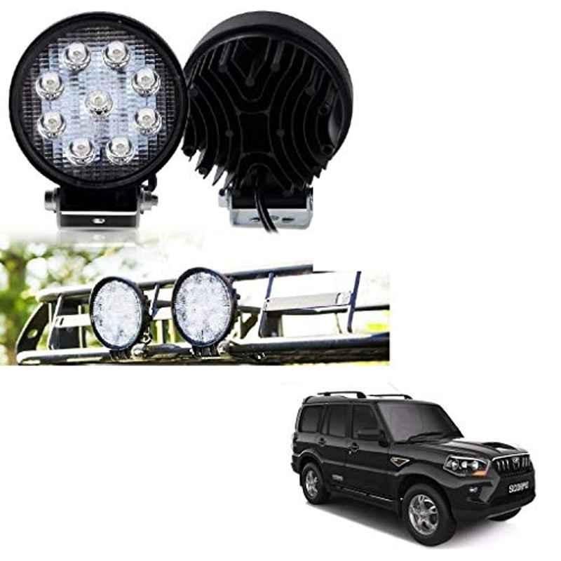 Kozdiko 2 Pcs 27W 4 inch 9 LED Waterproof Round White Fog Light Set with Mounting Brackets for Mahindra Scorpio, kozd_19982