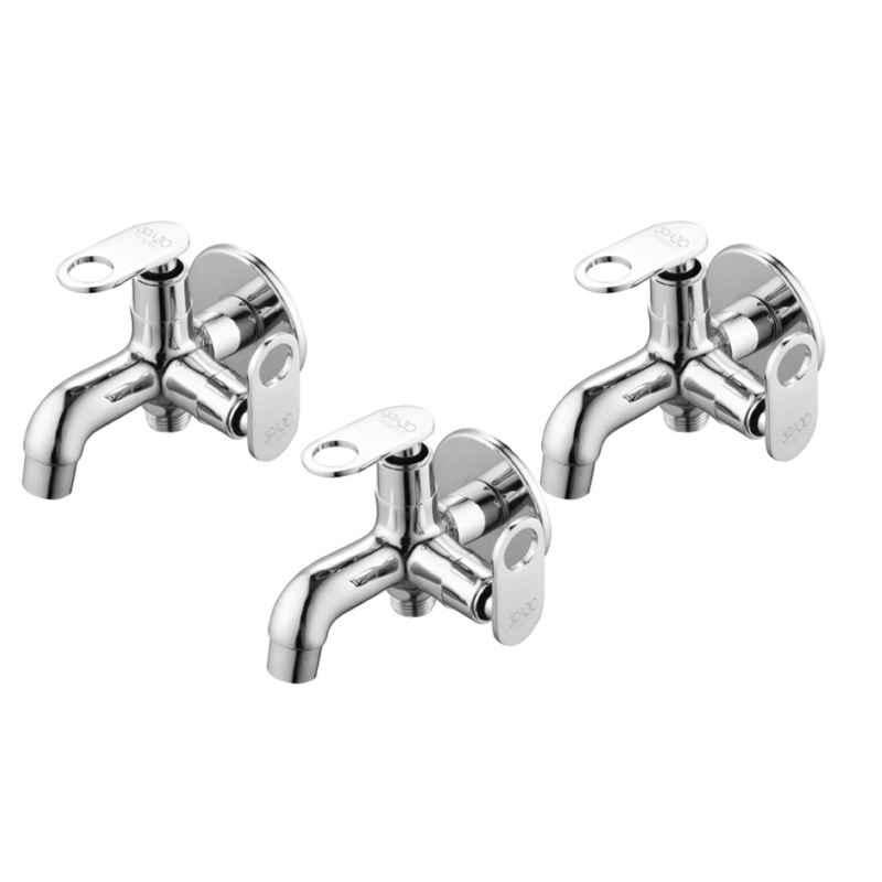 Spazio Prime Brass Chrome Finish 2 Way Angle Valve with Wall Flange for Bathroom Tap (Pack of 3)