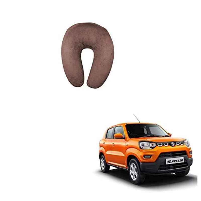 Kozdiko Velvet Brown U-Shape Travel Neck Rest Cushion Pillow for Maruti Suzuki S-Presso