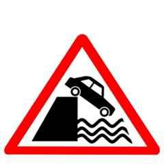 Ladwa 600mm Aluminium Red & White Triangle River Bank Ahead Cautionary Retro Reflective Road Signage, LSI-CSB-600mm-RBA