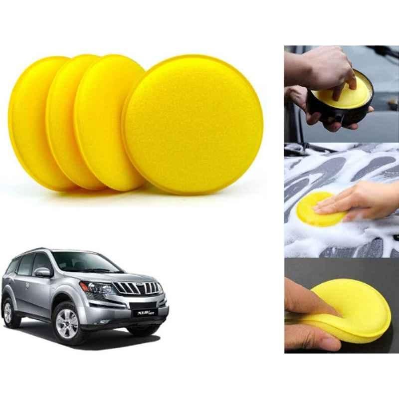Auto Pearl Polyurethane Beige Washing & Waxing Polish Foam Sponge for XUV 500 2015 (Pack of 4)