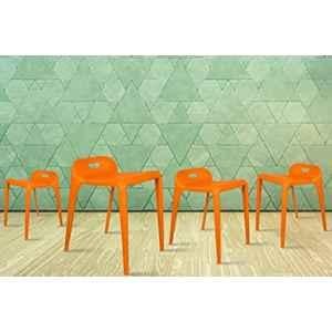 Rose Mars 4 Pcs Plastic Orange Chair Set without Arm for Cafe, Dining, Restaurant & Banquet