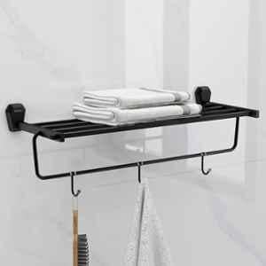 Plantex Towel Rack for Bathroom/304 Grade Stainless Steel Towel Stand/24 inch Towel Hanger/Towel Holder/Bathroom Accessories PMB-2401, Z-Black
