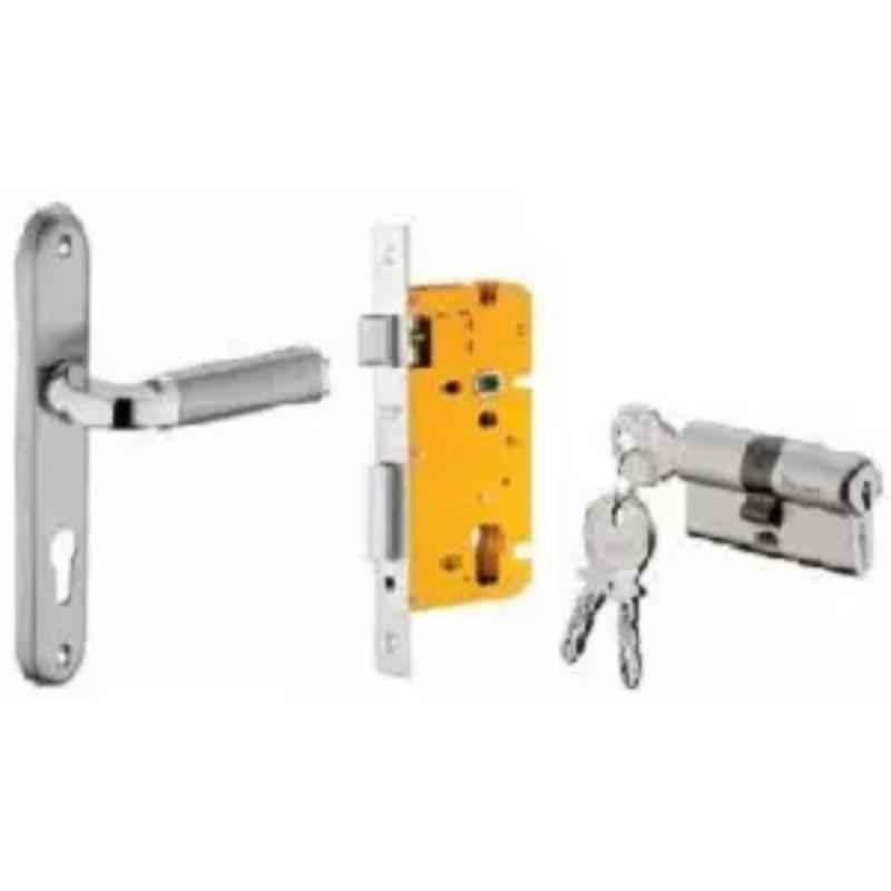 Dorset ML Series Inspire 70mm Stainless Steel Silver Chrome Finish Door Handle Lock Set with Both Side Key Cylinder, ML IP (Pack of 4)