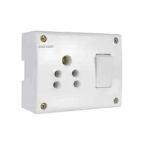 Gold Coast 6A Polycarbonate White Single Switch Socket Combined Box, 2143-WH