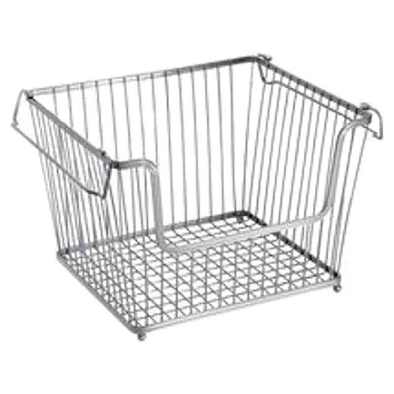 Interdesign Metal Silver York Lyra Open Bin, 111082, Size: Large