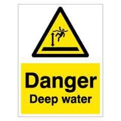 SUNSIGNS 150x100mm Vinyl Danger Deep Water Signage, SN0030VNLOTHPIXAD