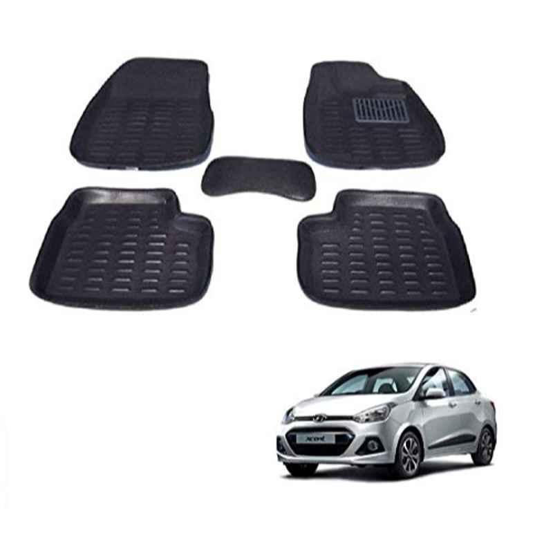 Kozdiko Thermoplastic Elastomer Black 3D Car Floor Mat Set for Hyundai Xcent, Koz-68057