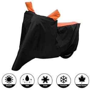 AllExtreme S-7017 Universal Full Bike Body Cover Water Resistant Dustproof Rustproof Two Wheeler Body Cover For Indoor Outdoor Protection (Black & Orange, Small)