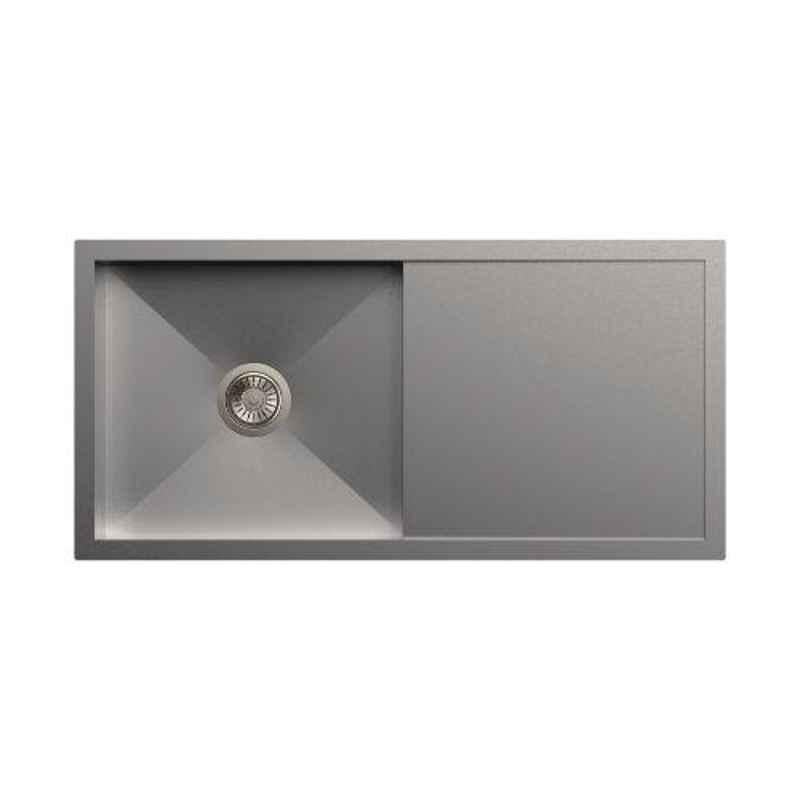 Carysil Quadro Single Bowl Stainless Steel Matt Finish Kitchen Sink with Drainer, Size: 45x20x9 inch