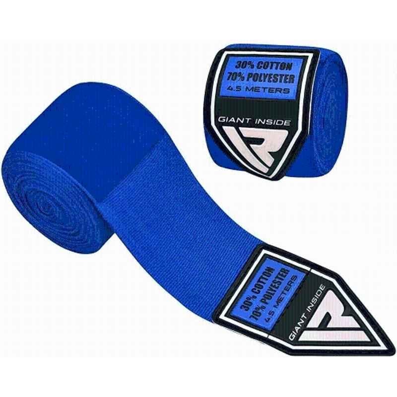 Matrica Blue Muay Thai Boxing Hand Wraps with Wrist Support, Size: Free