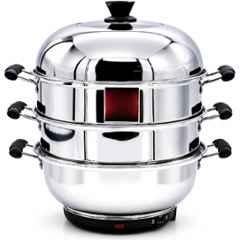 Khushi Udyog 1.5kW 34cm 3 Tier Stainless Steel Silver Momo Steamer