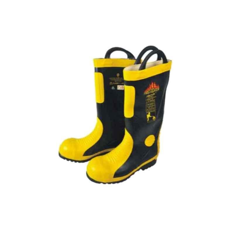 Harvik Rubber Steel Toe Black & Yellow Electrical Insulating Fireman Boot, Size: 43