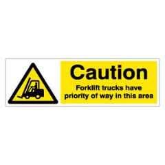 SUNSIGNS 600x200mm Vinyl & ACP Sheet Caution Forklift Trucks have Priority of Way in this Area Signage, SN0221VNLM3HPIFAM