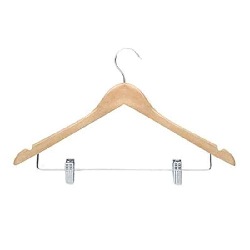 Honey-Can-Do Wooden Beige Suit Hanger with Clips, HNG-01209 (Pack of 3)