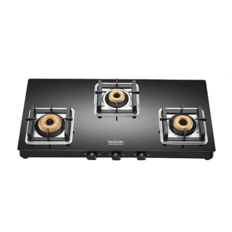 Hindware Arsenio 3B Glass Top Cooktop with 3 Brass Burner & Manual Ignition, CT 100229