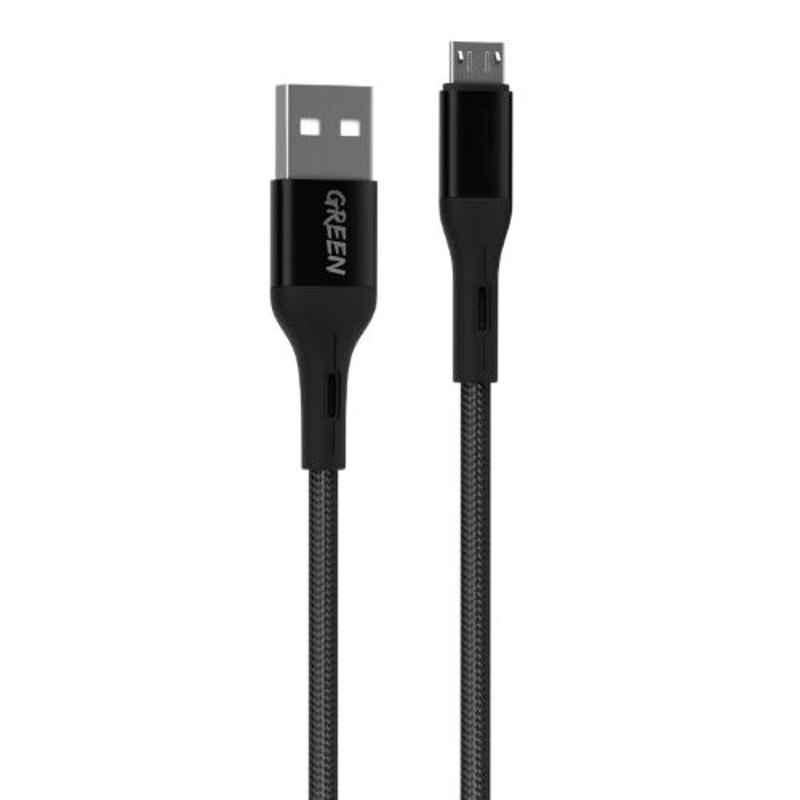 Green Lion 2A 3m Black Braided Micro USB Cable, GNBCMCBK3M