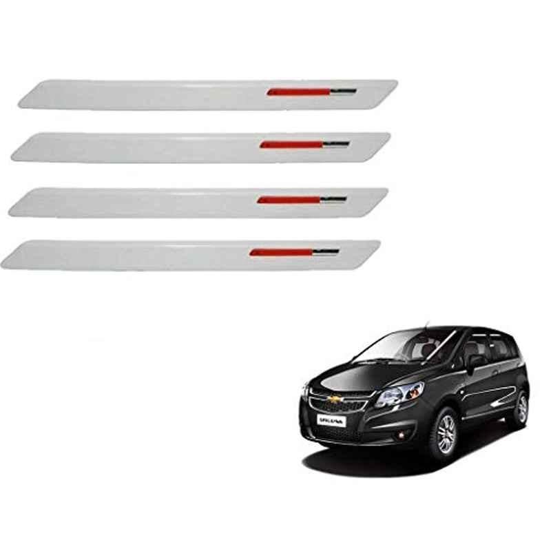 Kozdiko 4 Pcs White & Red Designer Car Bumper Protector Set for Chevrolet UVA, KOZ-65670