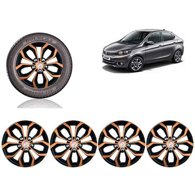 Auto Pearl 4 Pcs 14 inch ABS Copper & Black Car Wheel Cover Set for TATA Tigor