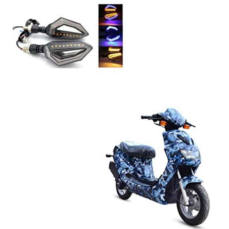 Kozdiko 4 Pcs Bike D Shaped 9 LED Front & Rear Side Turn Signal Indicator Light Set for Hero Electric AXLHE 20