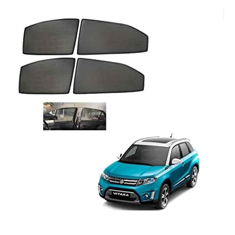 Kozdiko 4 Pcs Mesh Black Non-Magnetic Car Sun Shade Set for Maruti Suzuki Vitara Brezza