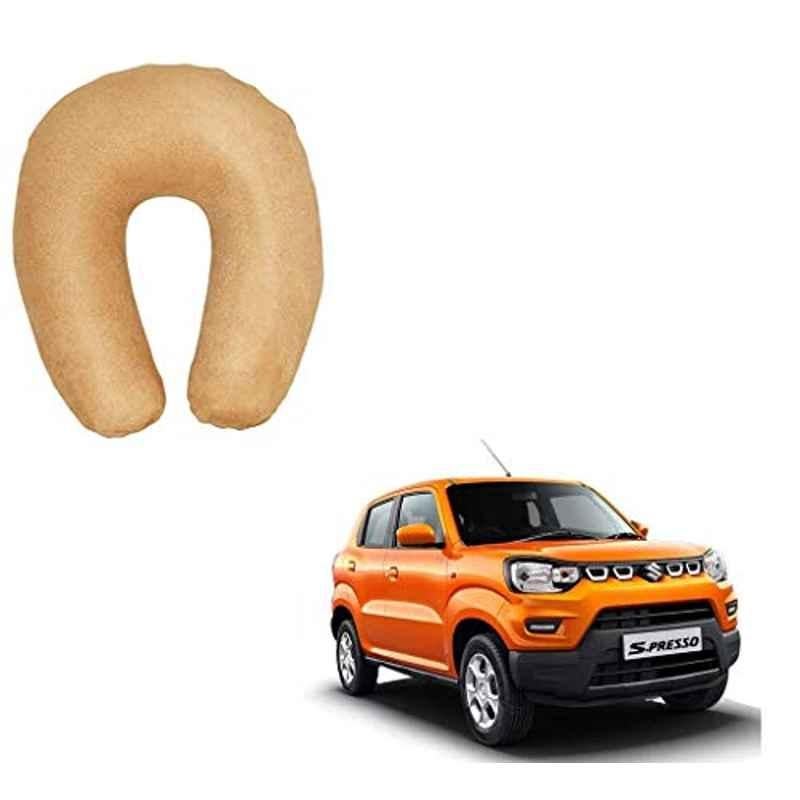 Kozdiko Velvet Beige U-Shape Travel Neck Rest Cushion Pillow for Maruti Suzuki S-Presso, Koz-50712