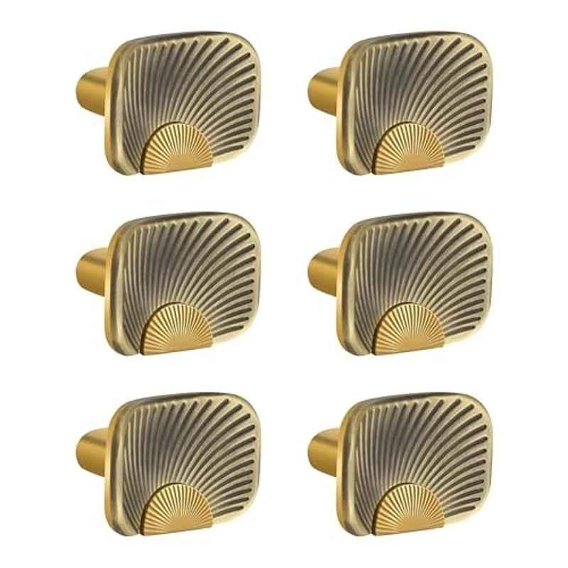 Plantex Knobs for Drawers/Drawer Knobs/Rectangle Knob for Cabinets/Pull-Push Knob for Kitchen/Bedroom/Drawer (Pack of 6) Antique Brass & Gold