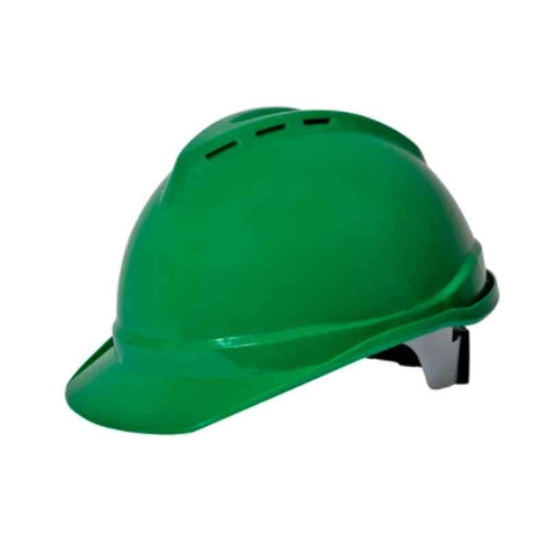 Ameriza Guard HDPE Green Safety Ventilated Helmet with Textile Ratchet Suspension, A518240320