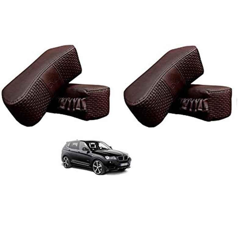 Kozdiko 4 Pcs CV Designer Cola Leatherite Neck Rest Car Cushion Pillow Set for BMW X3