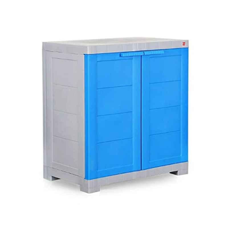 Cello Novelty Plastic Powder Coated Finish Blue & Grey 2 Door Compact Cupboard