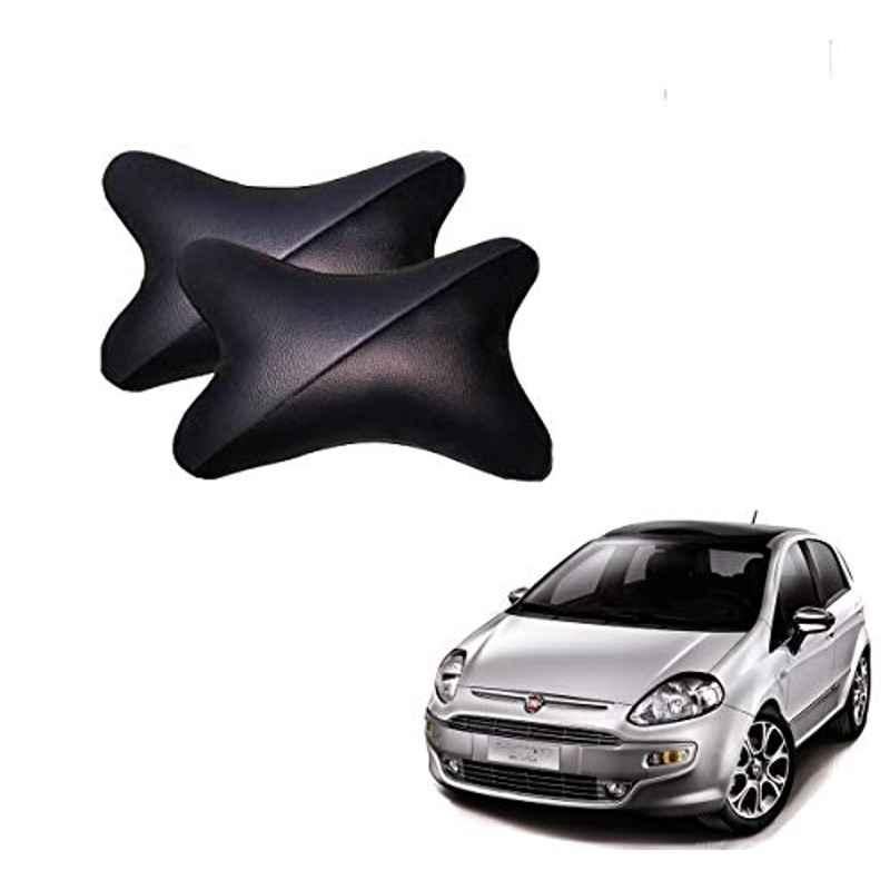 Kozdiko 2 Pcs Memory Foam Grey & Black Car Neck Rest Cushion Pillow Set for Fiat Punto Evo