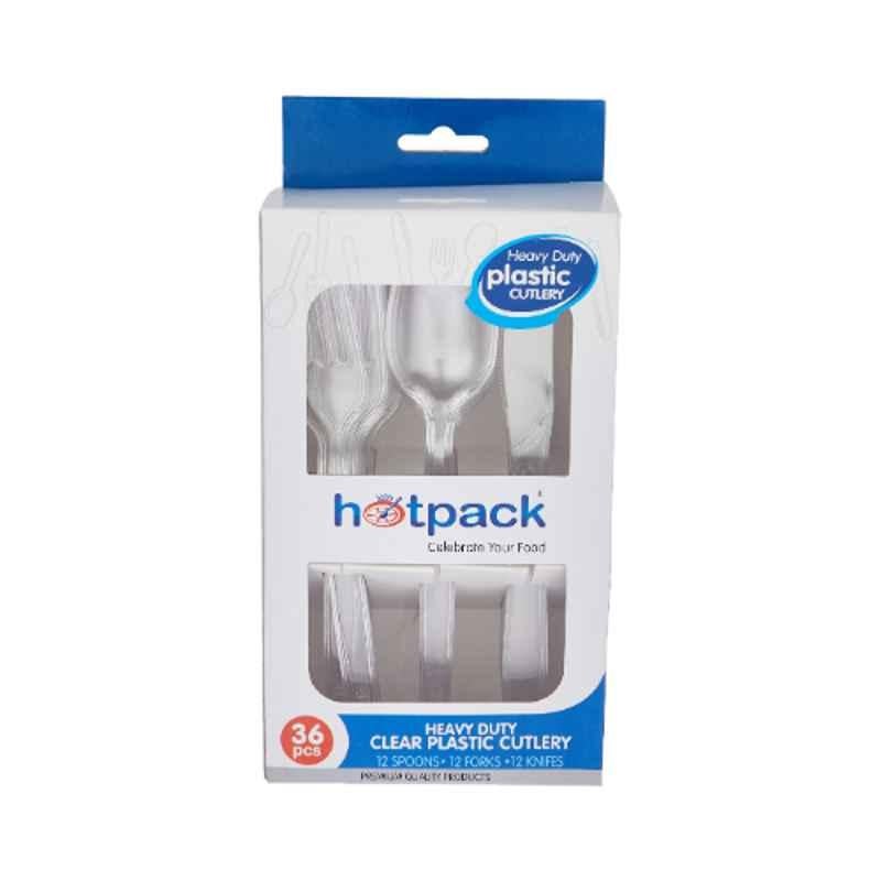Hotpack Clear Heavy Duty Cutlery, Spoon, Fork & Knife Set, HSMCPHDC
