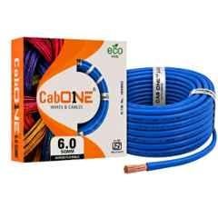 CabONE Lite 6 Sqmm Blue Single Core FR PVC Insulated CCA Copper Electrical Wire, Length: 90 m