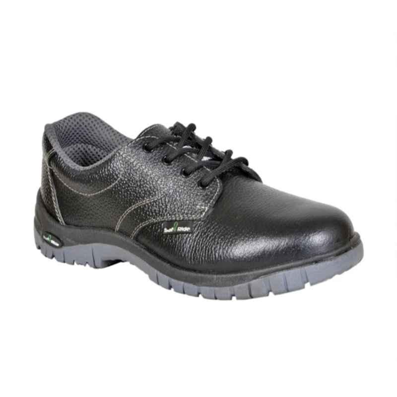Safe Ride Storm Buff Barton Leather Steel Toe Black Safety Shoes, Size: 5