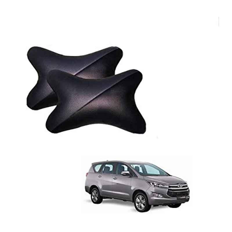Kozdiko 2 Pcs Memory Foam Grey & Black Car Neck Rest Cushion Pillow Set for Toyota Innova Crysta
