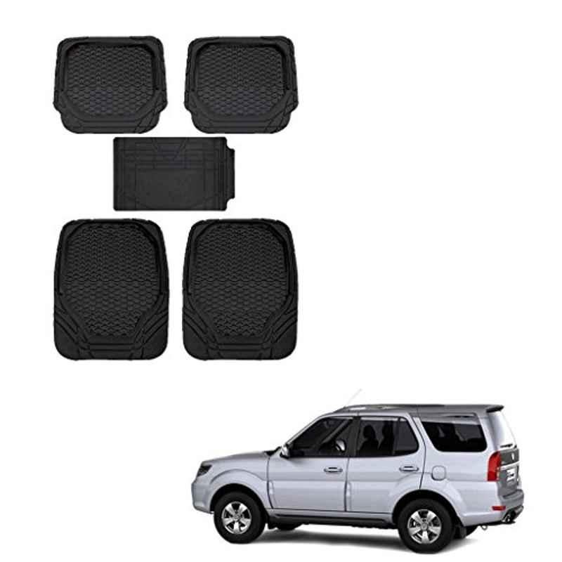 Kozdiko 8855TW 5 Pcs Rubber Black Rubber Car Mat Set for Tata Grand Dicor