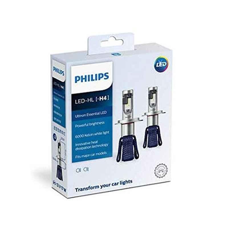 PHILIPS Pure White H4 Ultinon Essential LED Lamp 6000K Luxeon 2 Pcs Set
