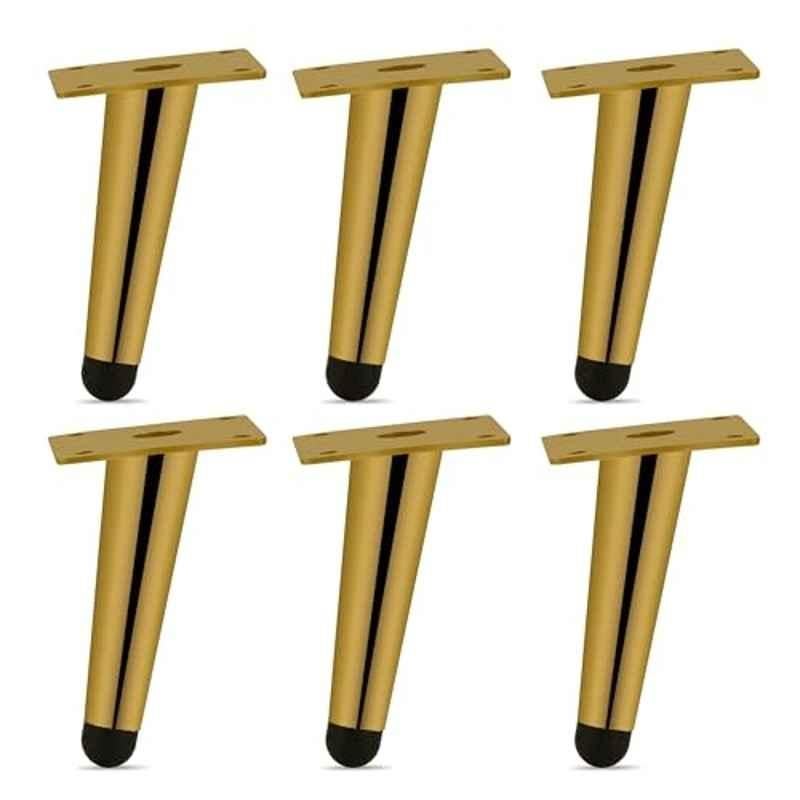 Plantex 4 inch Stainless Steel Gold PVD Finish Stylish Sofa Legs with Rubber Grip (Pack of 6)