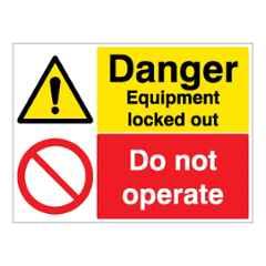 SUNSIGNS 100x75mm Vinyl & ACP Sheet Danger Equipment Locked Out Do Not Operate Signage, SN0164VNLM3HPIFAA