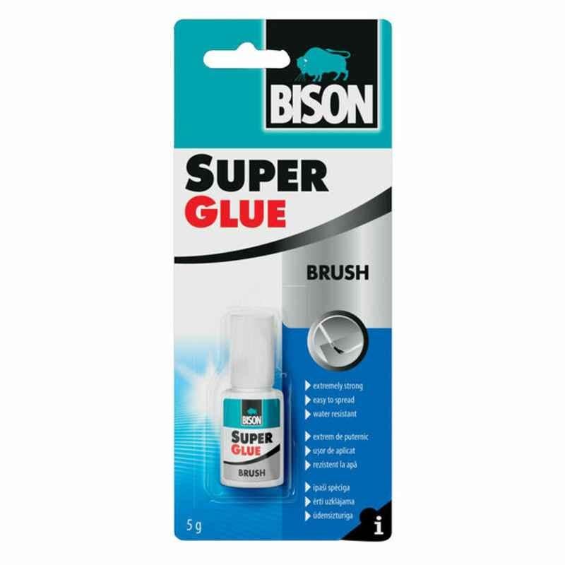 Bison Super Glue With Brush, 6305643, 5GM, Crystal Clear