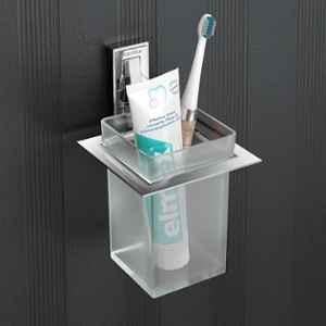 Plantex Tumbler Holder for Bathroom/Pure Brass Toothbrush Holder/Toothpaste/Razor Holder/Bathroom Accessories APS-RTO-03, Chrome
