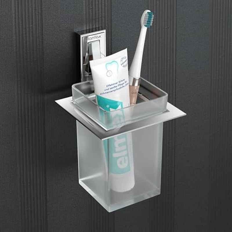 Plantex Tumbler Holder for Bathroom/Pure Brass Toothbrush Holder/Toothpaste/Razor Holder/Bathroom Accessories APS-RTO-03, Chrome