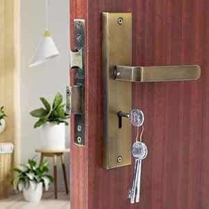 Saze 8 inch Stainless Steel Antique Matt Finish Silver Key Plate Mortise Door Lock Pull Handle Set, LB-303