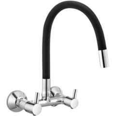 Fastgear Brass Black Turbo Double Lever Sink Mixer with Flexible Silicon Spout