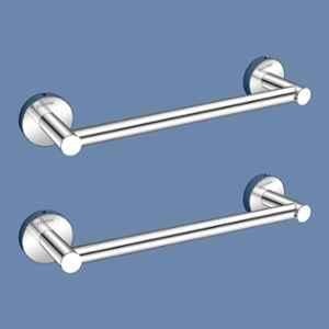 Plantex Towel Holder for Bathroom/12 inch Towel Bar/Single Towel Rod/Towel Hanger for Home/Bathroom Accessories (Pack of 2) Chrome